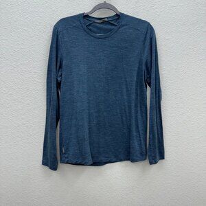 Icebreaker Lite Blue Wool Blend Long Sleeve Knit Base Layer Shirt Womens Large